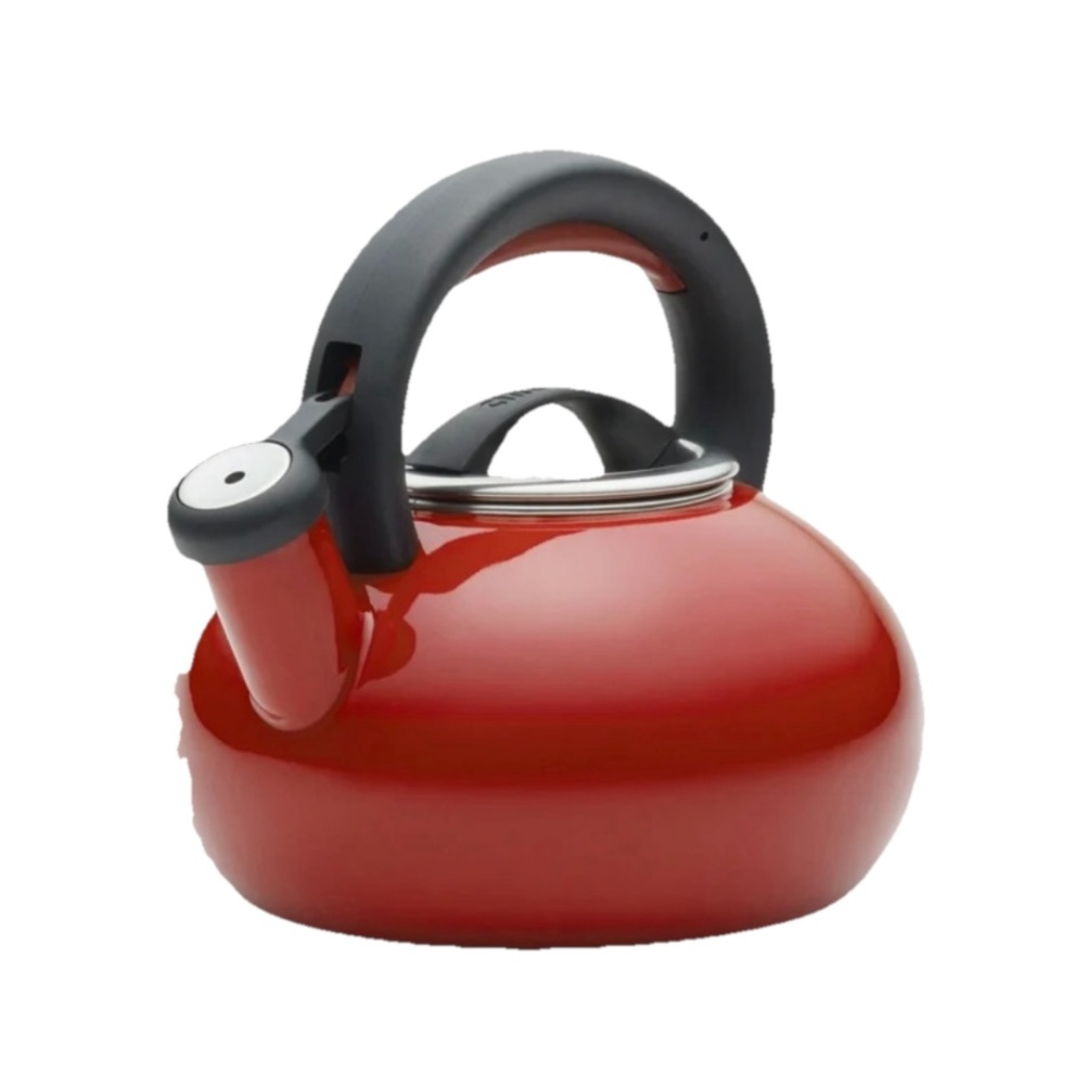 NIB Circulon Sunrise Red Whistling Tea Kettle 1.5 Qt Stovetop